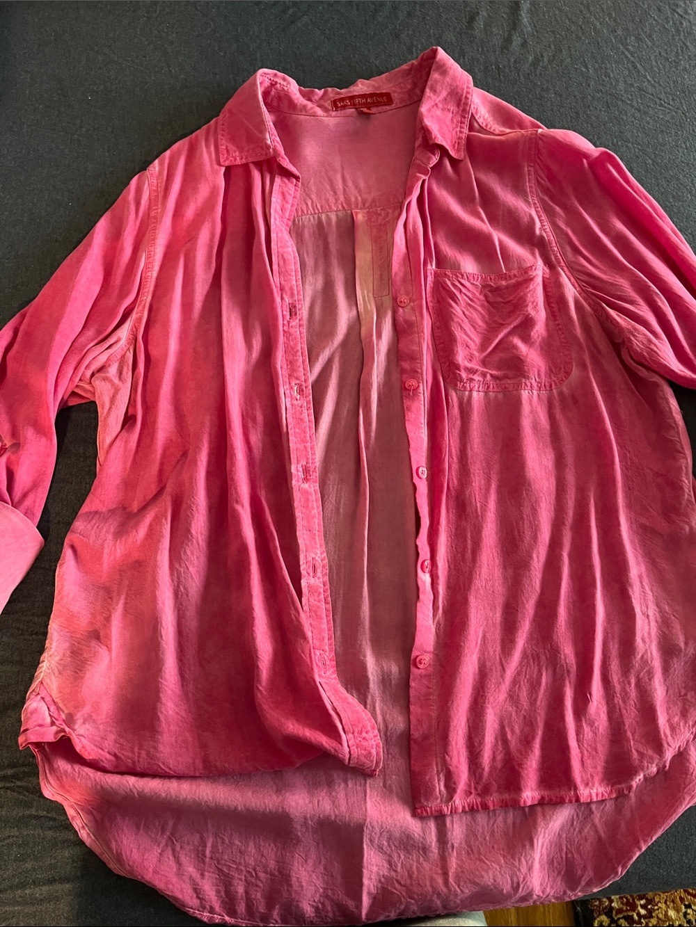 Saks Fifth Avenue Hot Pink Button-Up Blouse